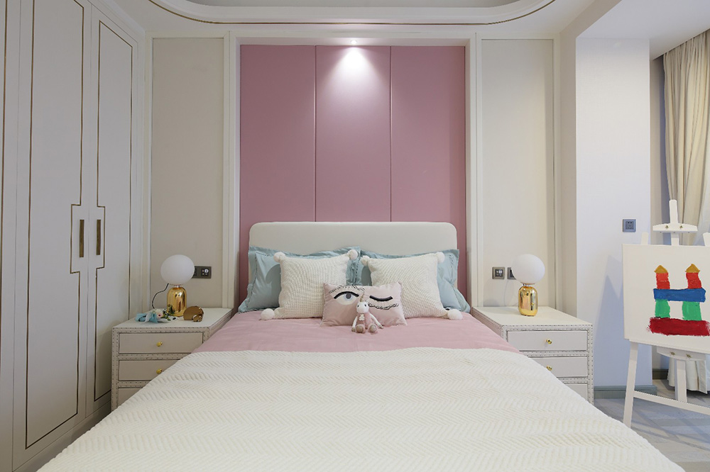 南宁大唐世家三居126平米轻奢风格室内装修案例-公主房 南宁大唐世家三居126平米轻奢风格室内装修案例-公主房