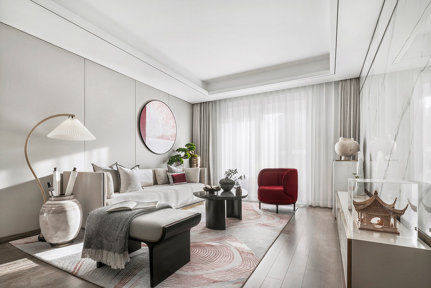 简欧轻奢风格家装设计室内装修效果图-客厅